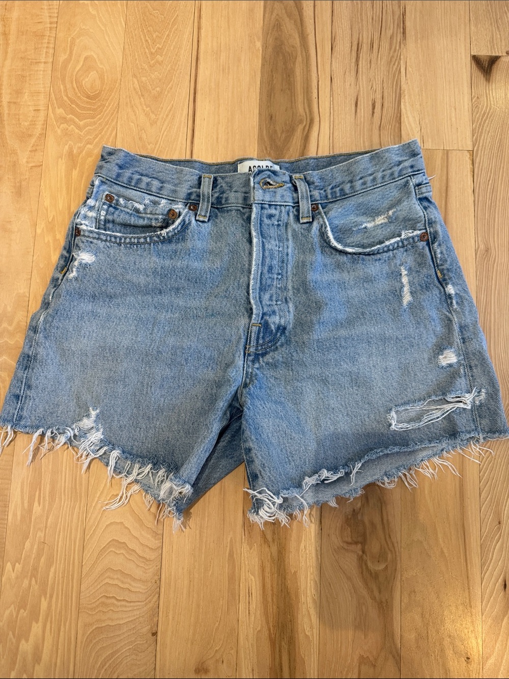 AGOLDE Parker Long Shorts Light Blue Denim Women’s Shorts